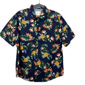 Denim And Flower Ricky Singh Shirt Mens XL Navy Blue Pineapple Tropical Hawaiian
